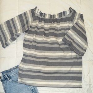 ANTONIO MELANI Striped Off Shoulder Blouse with Removable straps - Medium